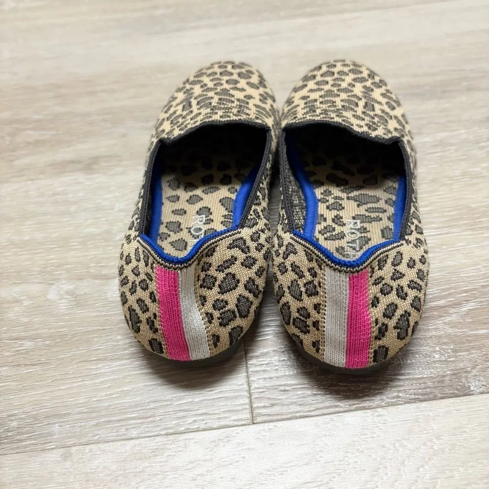 Rothy's Girls Kids Loafer Leopard Print Knit Fabric Slip On Everyday Shoe Size 3